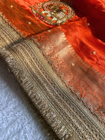 Orange tissue silk saree - Coin Gaj