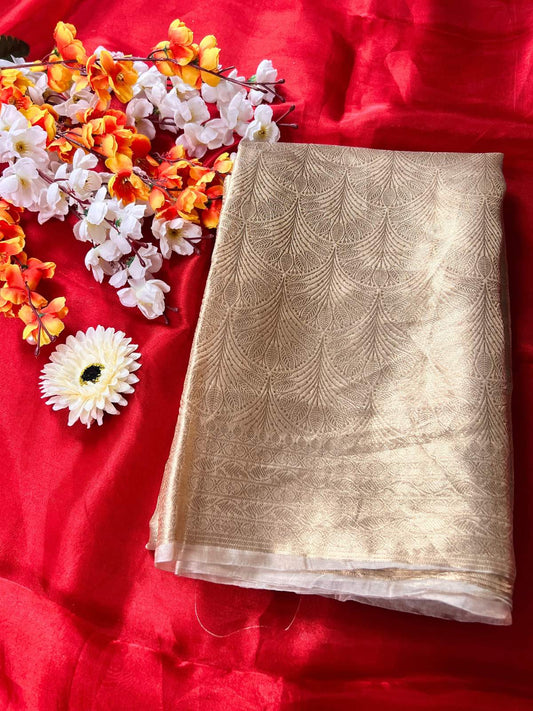 Antique Gold Brocade Tissue Silk