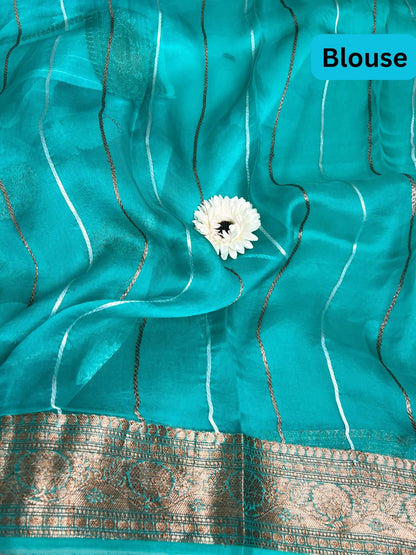  Aqua Blue Kora Silk Blouse