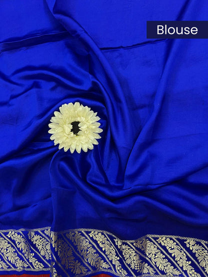  Royal Blue Mashru Silk Blouse