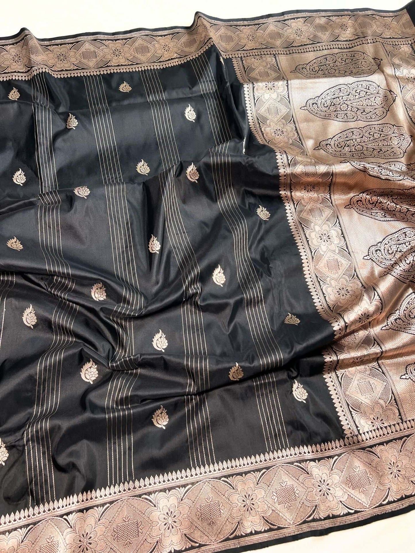 Black Katan Silk Saree