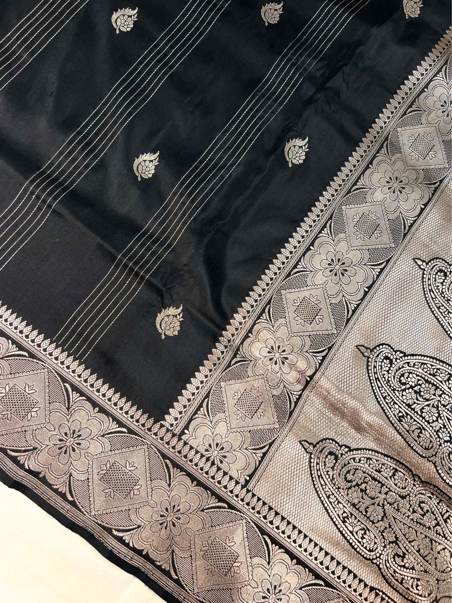 Black Katan Silk Saree