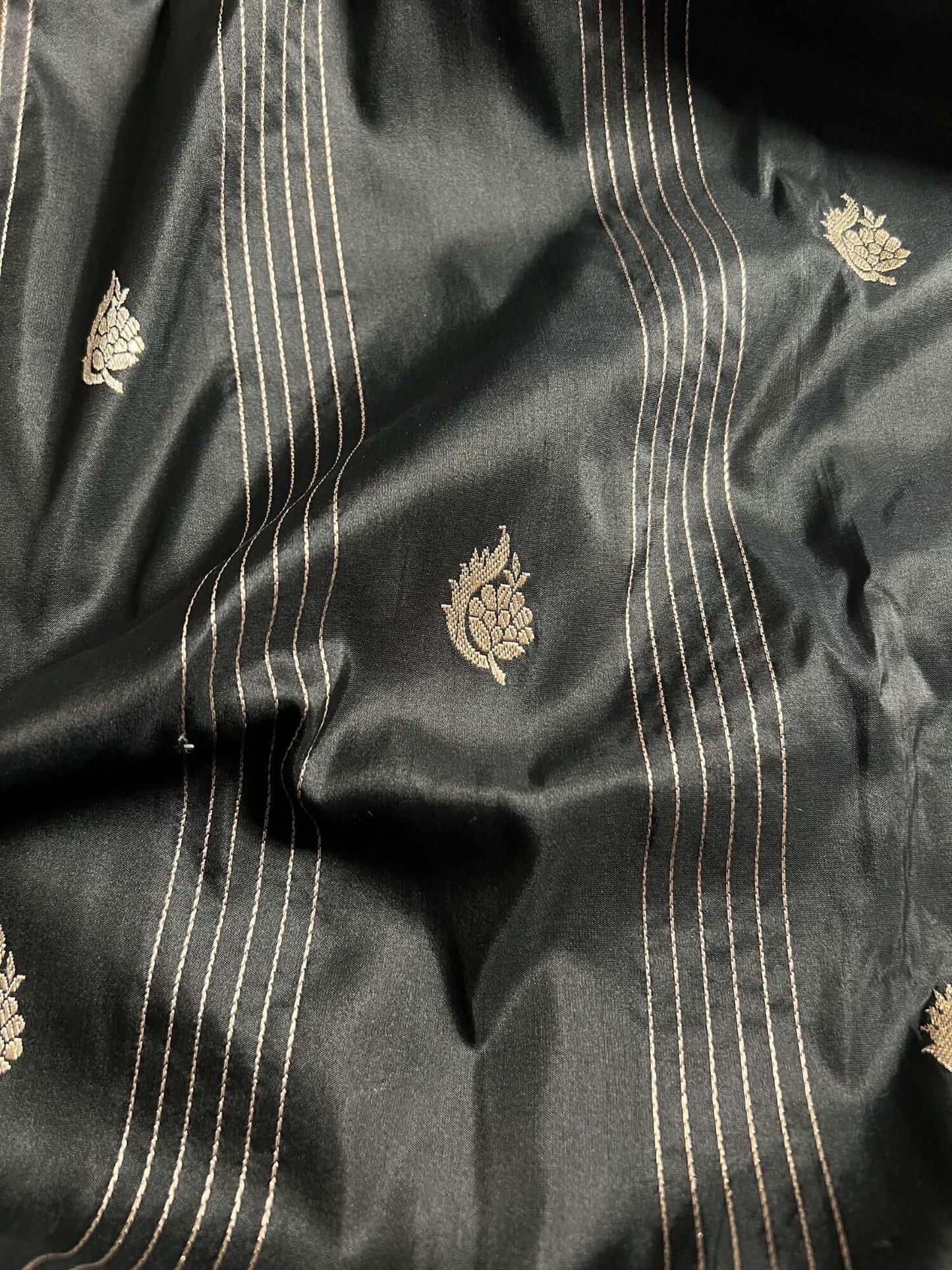 Black Katan Silk Saree