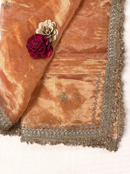 Peach Tissue Silk Suit