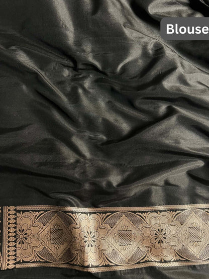 Black Katan Silk Saree