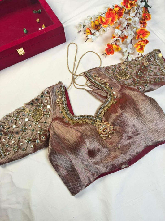 Dev Sena Banarasi tissue silk blouse with zari embroidery