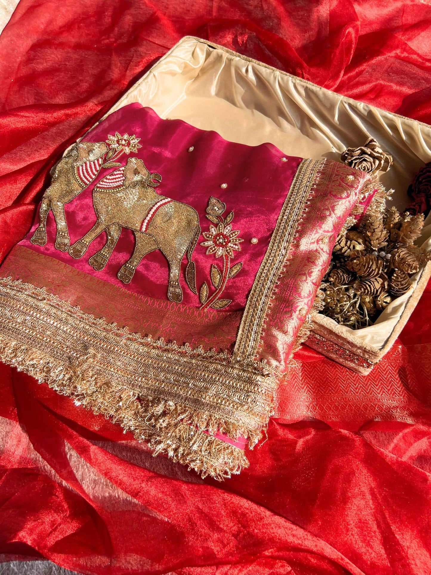 Hot Pink Pichwai Nandi