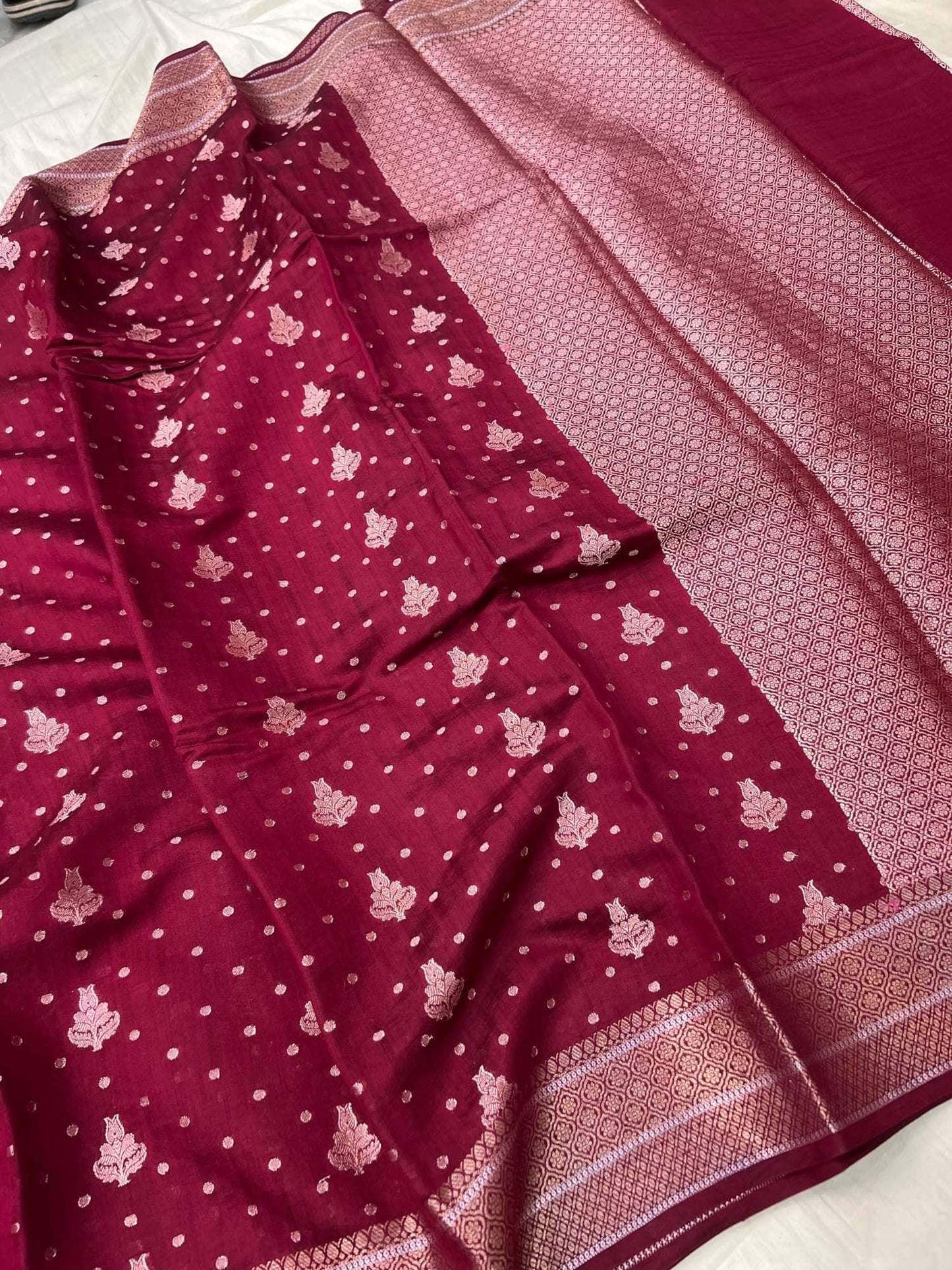 Deep Wine Chiniya Silk Saree