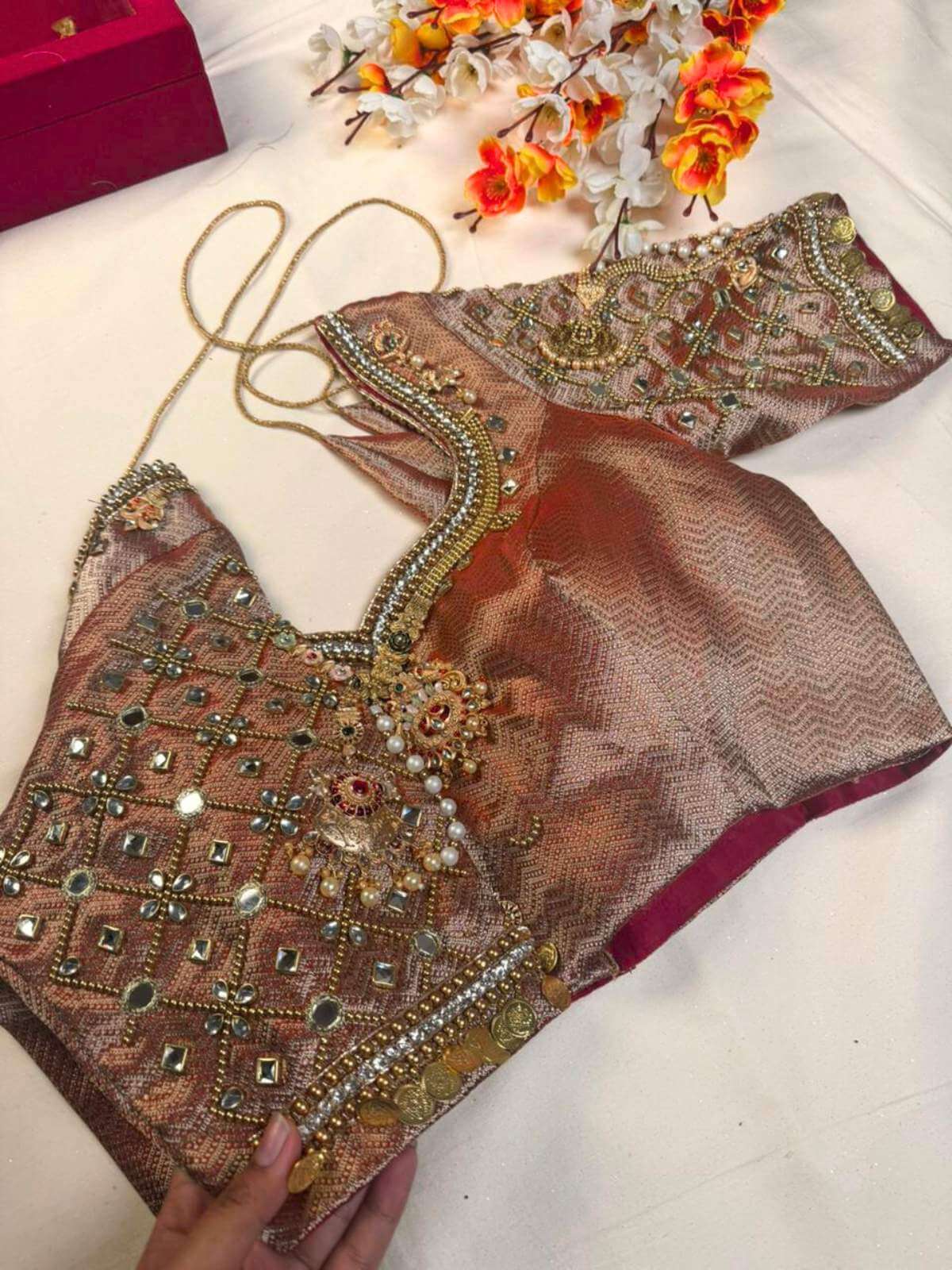 Dev Sena Banarasi tissue silk blouse with zari embroidery