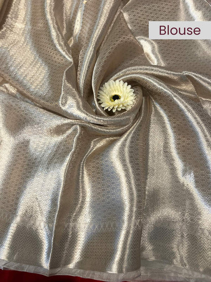 Champagne Silver Brocade Tissue Silk