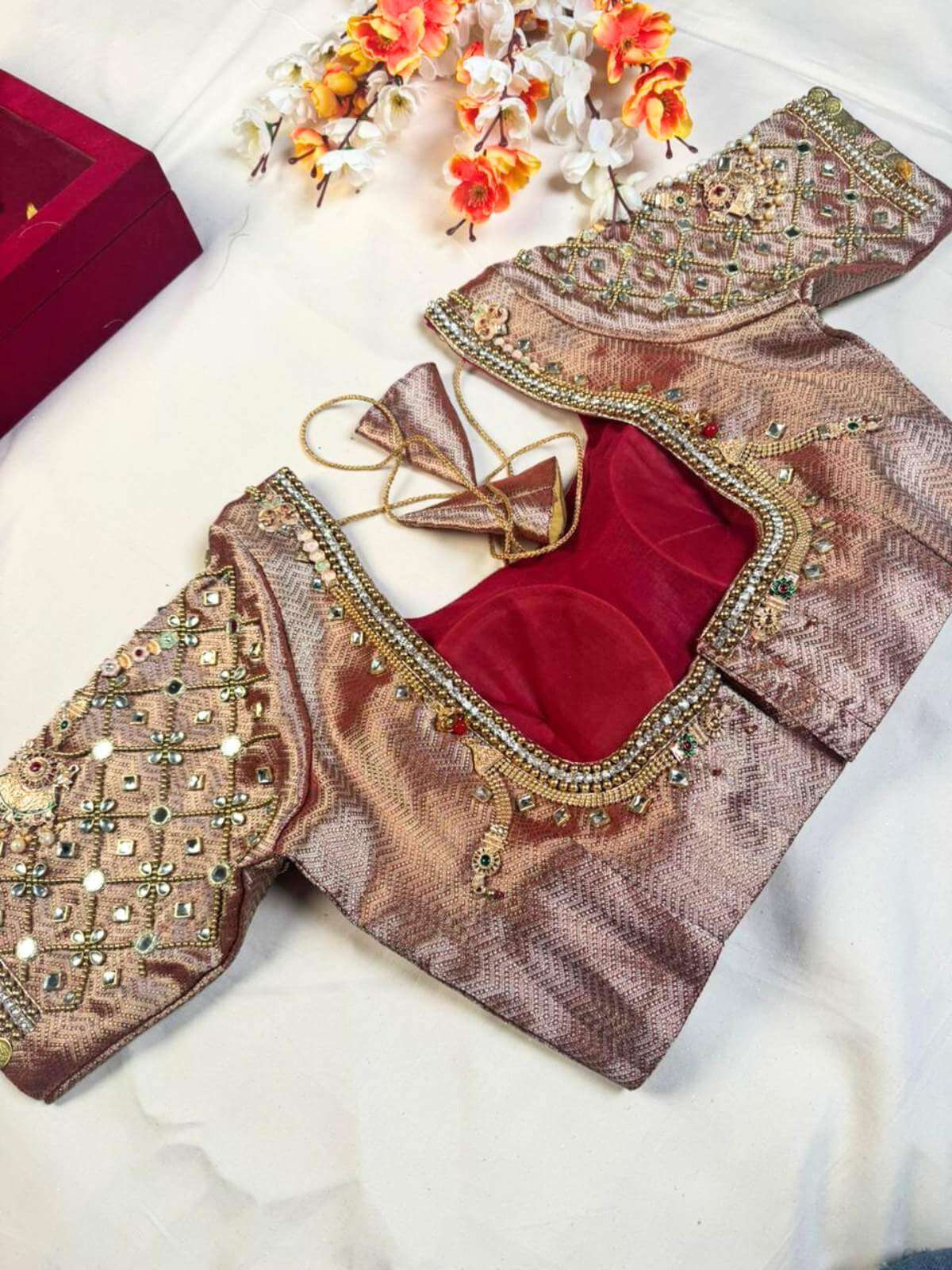 Dev Sena Banarasi tissue silk blouse with zari embroidery