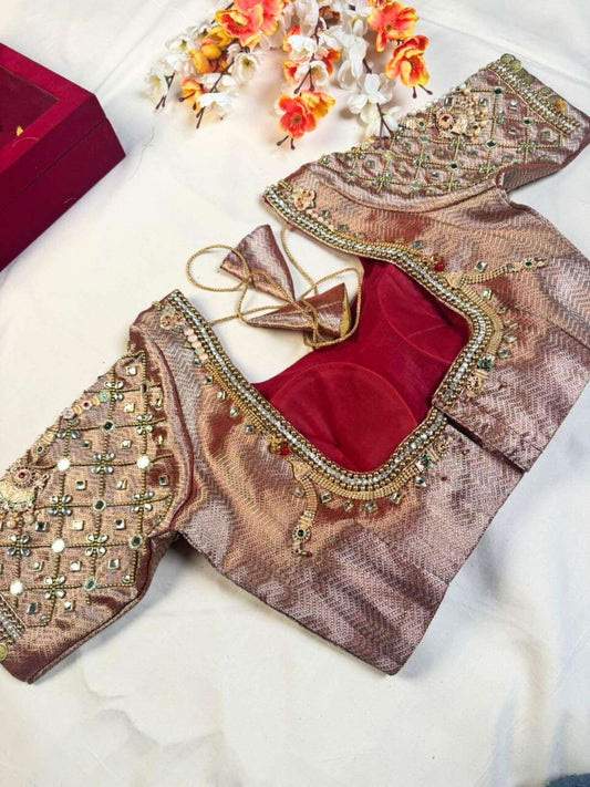 Dev Sena Banarasi tissue silk blouse with zari embroidery