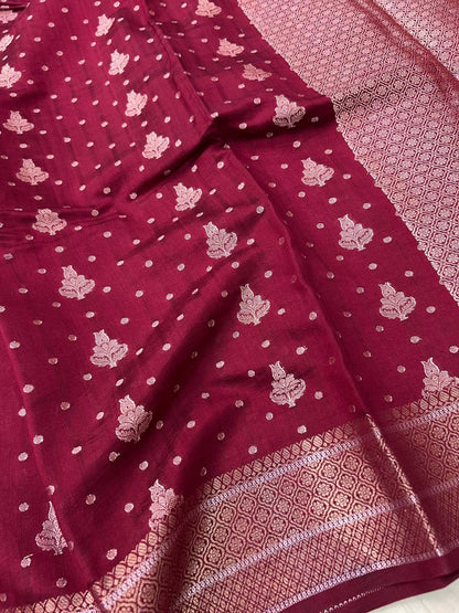 Deep Wine Chiniya Silk Saree