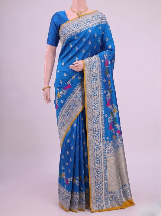 Royal Blue Katan Silk Saree dummy View 01