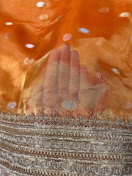 Orange Tissue Silk Saree - Buti