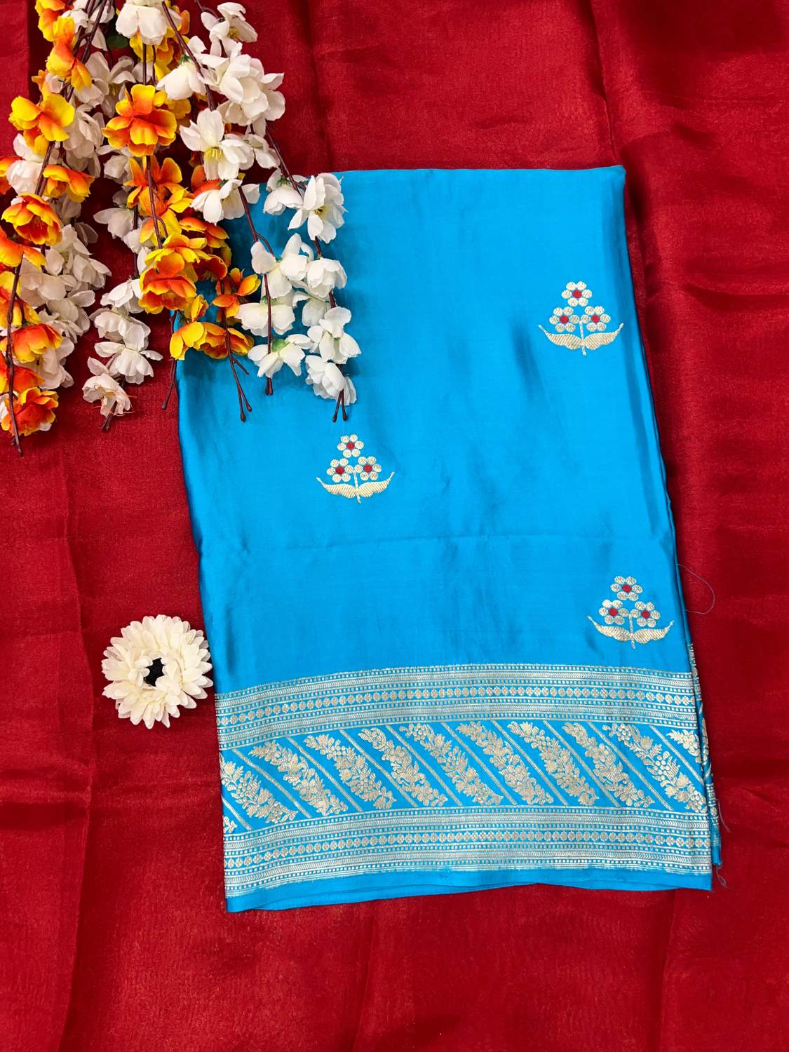 Turquoise Blue Mashru Silk