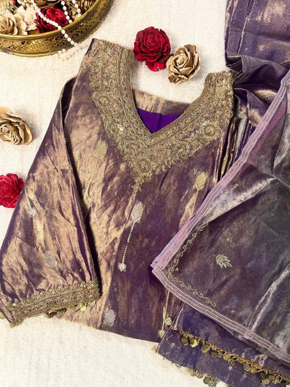 Purple Tissue Silk Suit