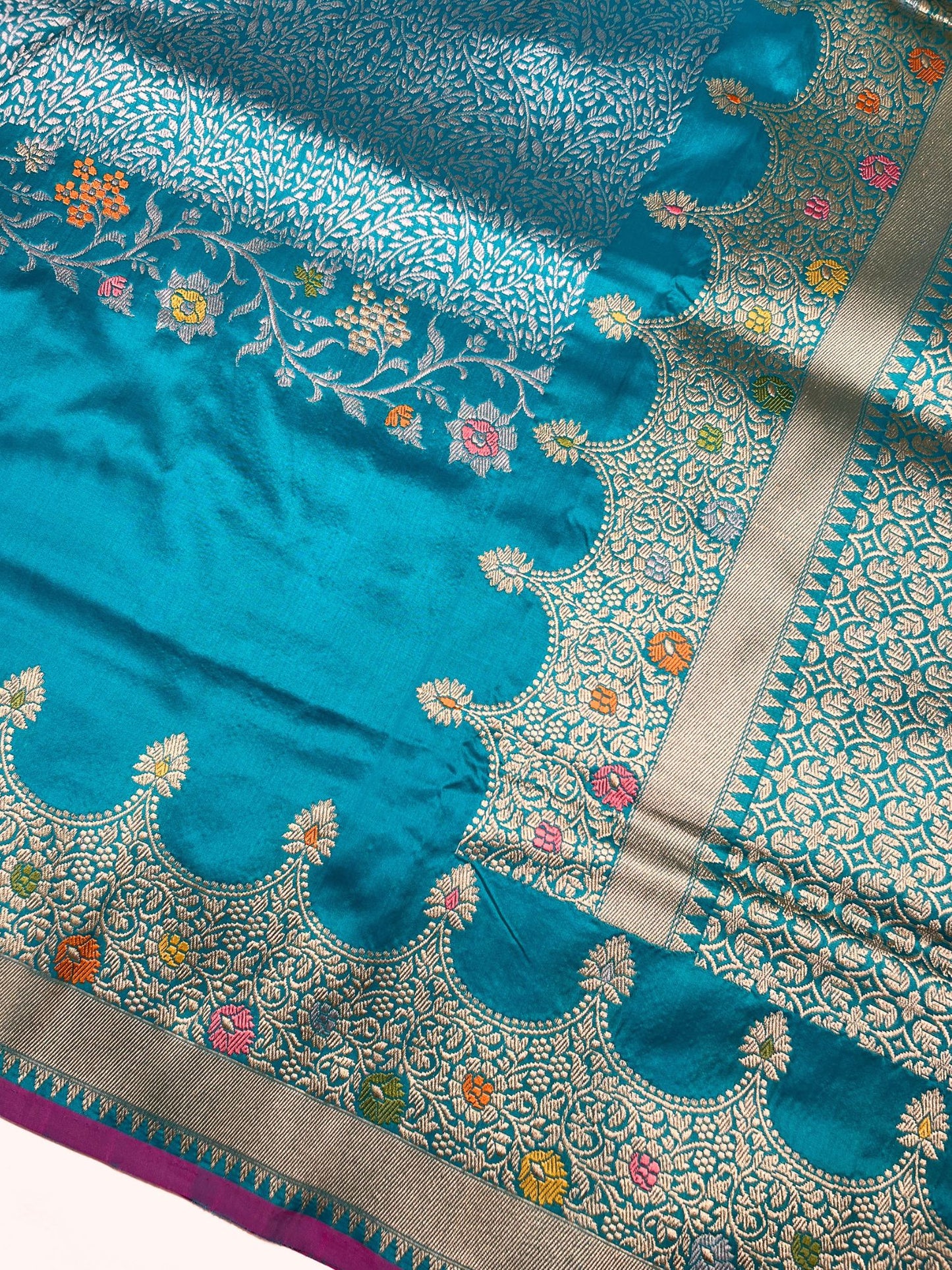 Turquoise Blue Katan Silk