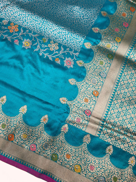 Turquoise Blue Katan Silk