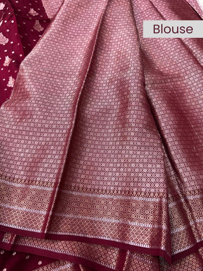 Deep Wine Chiniya Silk Saree