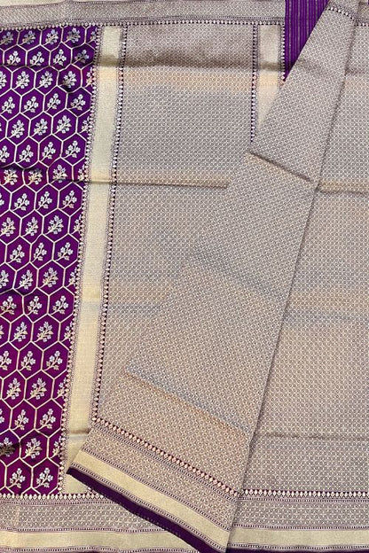 Handwoven Purple Katan Silk Saree