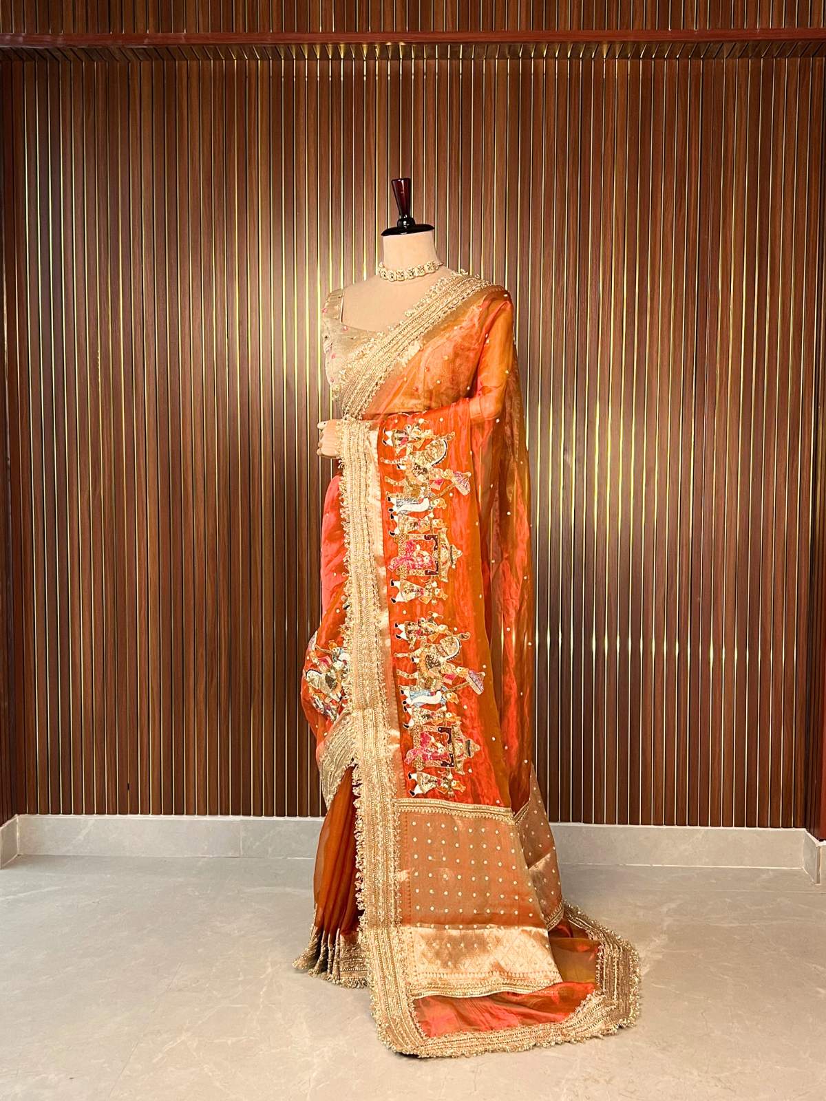 Orange Tissue Silk Saree -  Vidaai dummy view