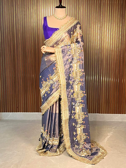 Metallic Lavender Jadau Banarasi Ghat