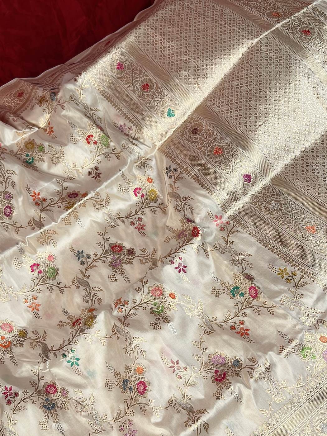 White Katan Silk Saree