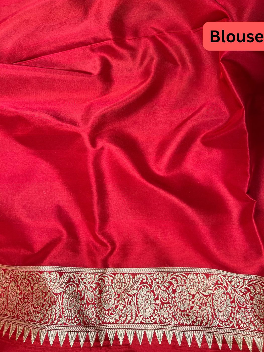 Red Katan Silk Saree Full View