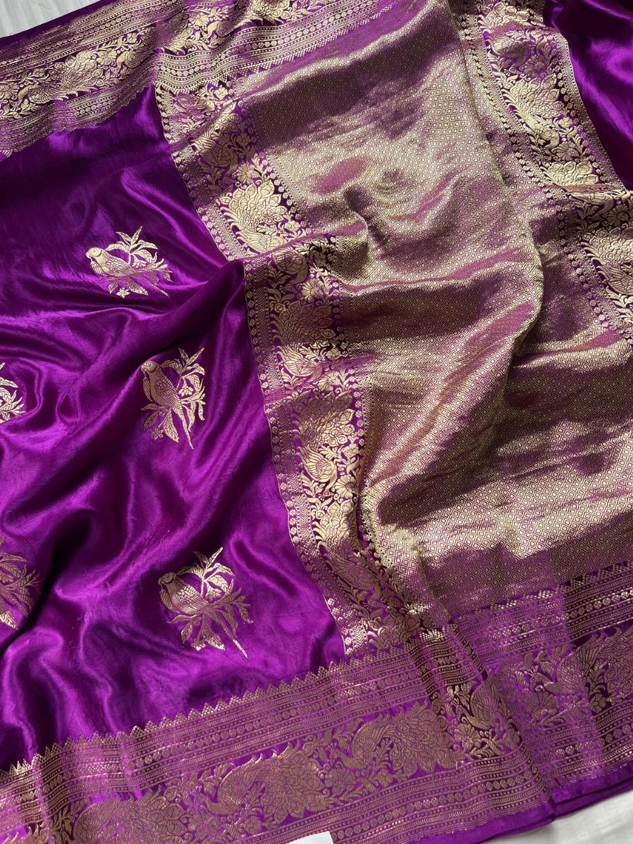 Purple Mashru Silk Saree Full View