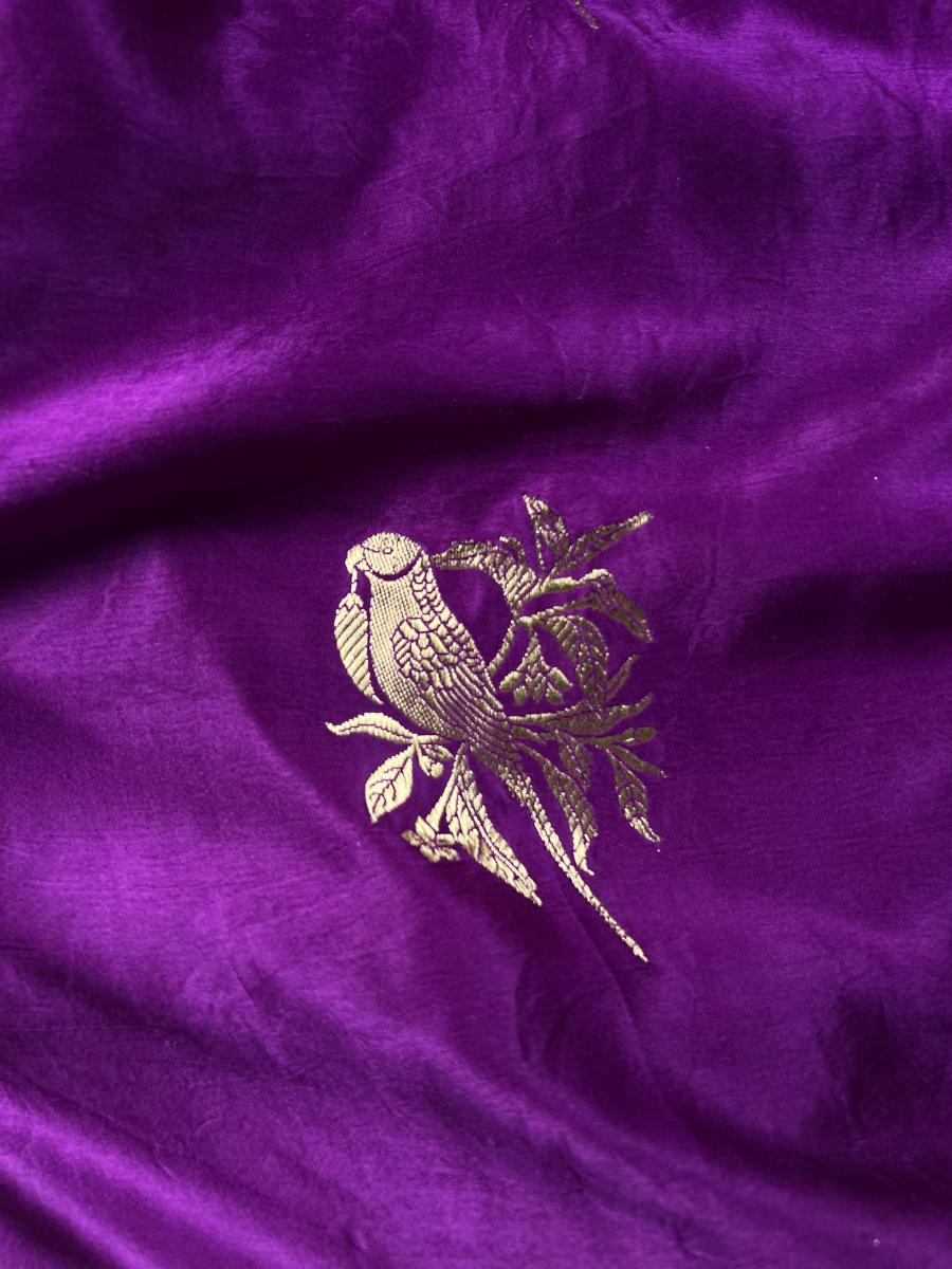 Purple Mashru Silk Saree closeup view 03