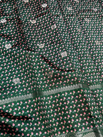 Chiniya silk saree crafted with refined detailing and luxurious drape