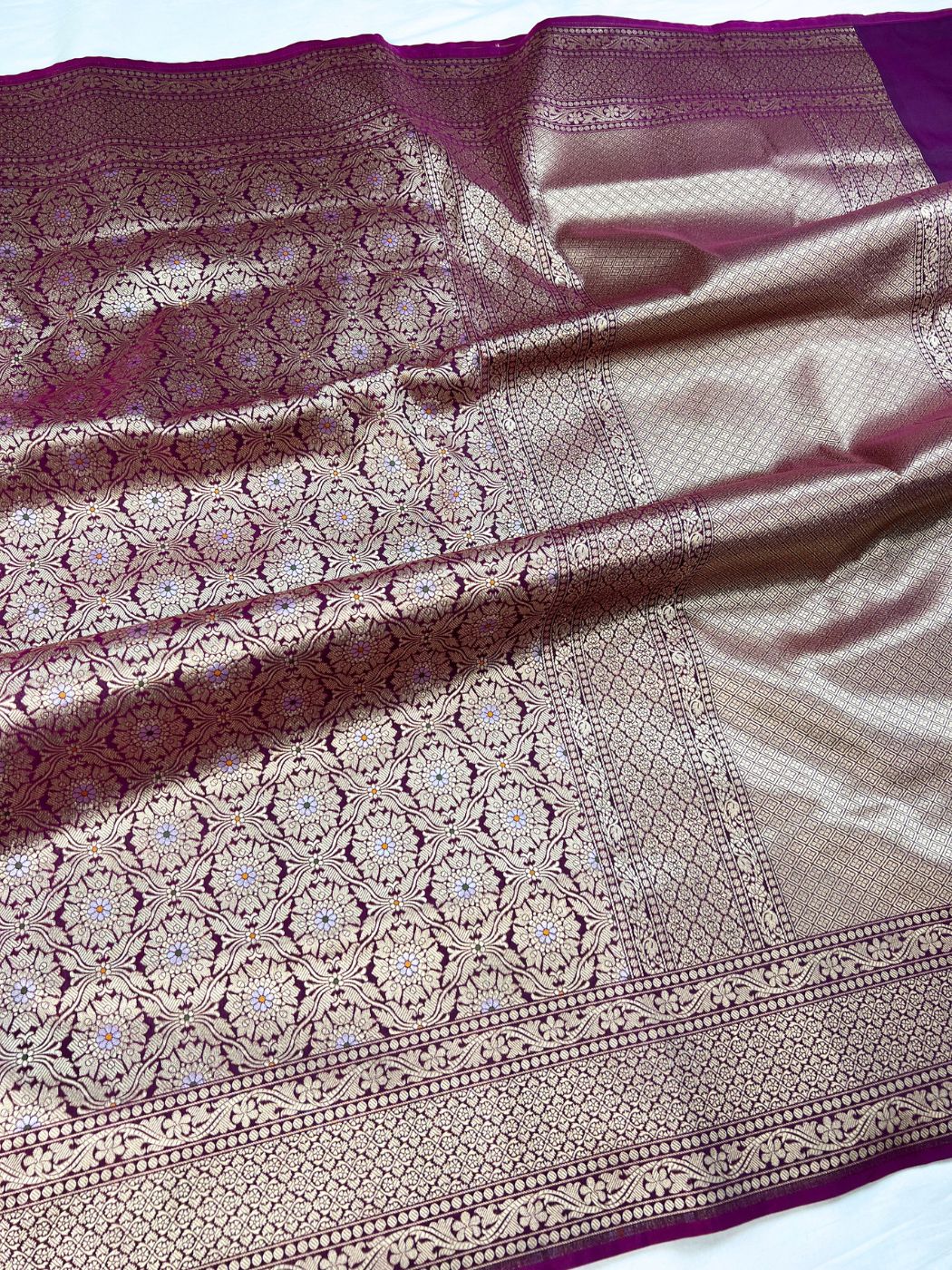 Wine katan Silk Saree Full View