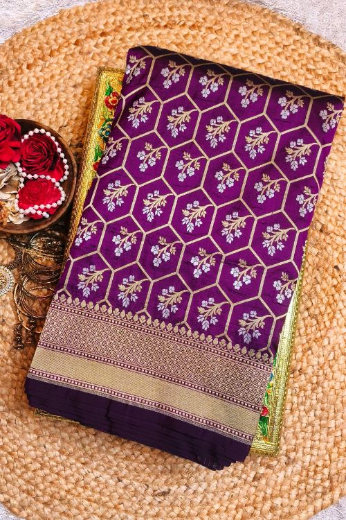 Handwoven Purple Katan Silk Saree