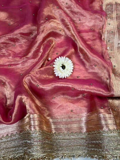 Peach Pink Maharani Embroidery Buti