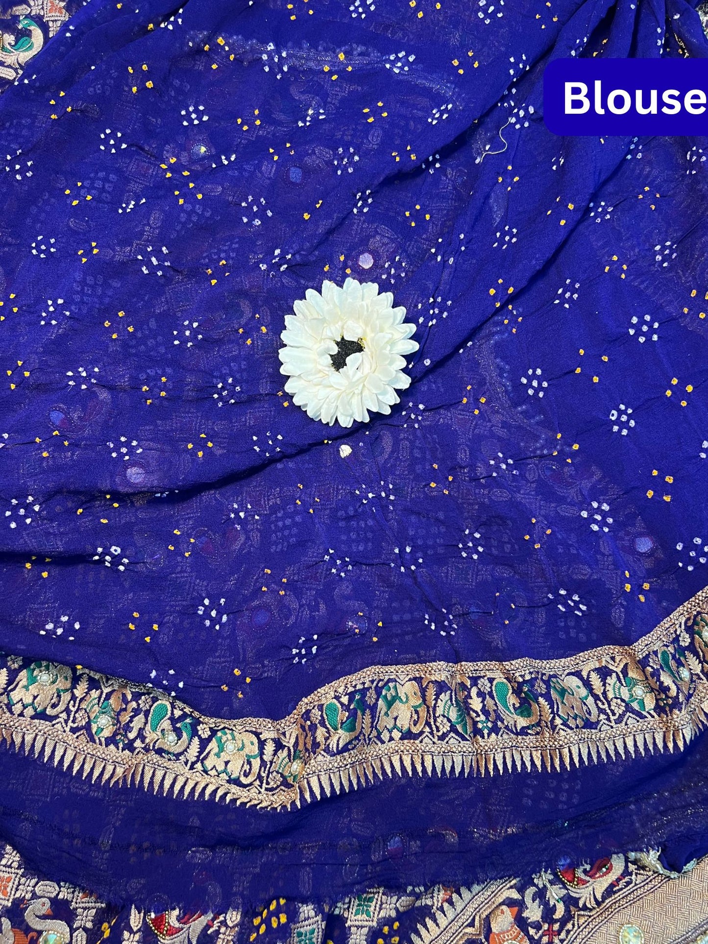  Royal Blue Bandhej Blouse
