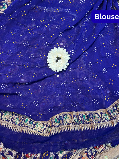  Royal Blue Bandhej Blouse