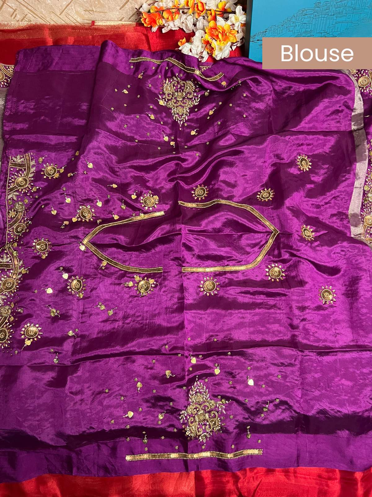 Purple Brocade Gehna Blouse