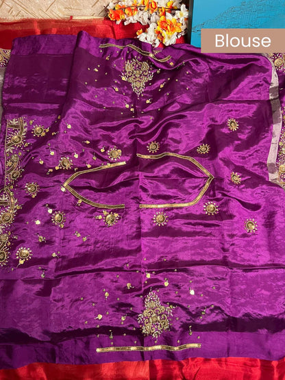 Purple Brocade Gehna Blouse