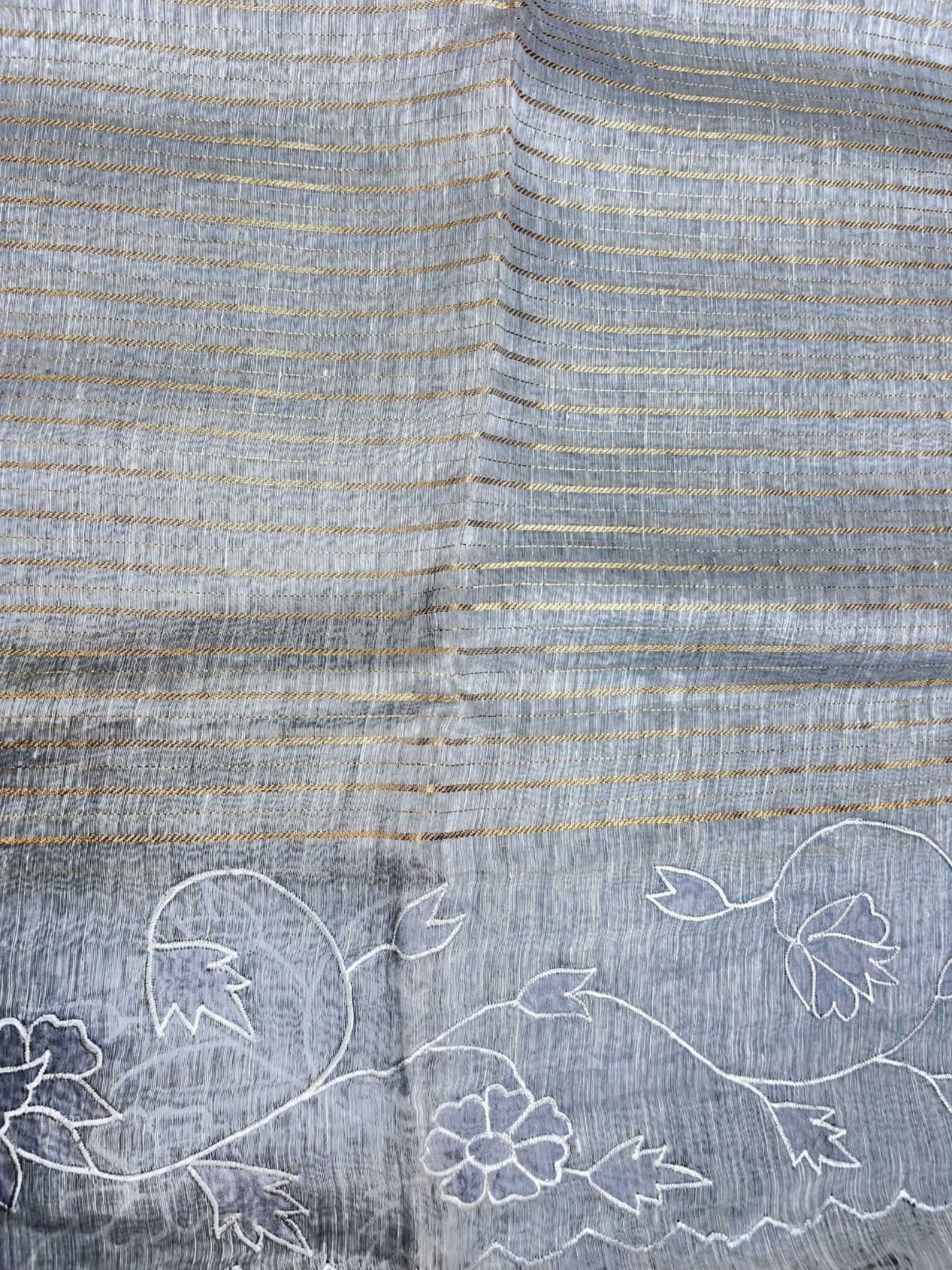 Silver Blue Linen Tissue Silk