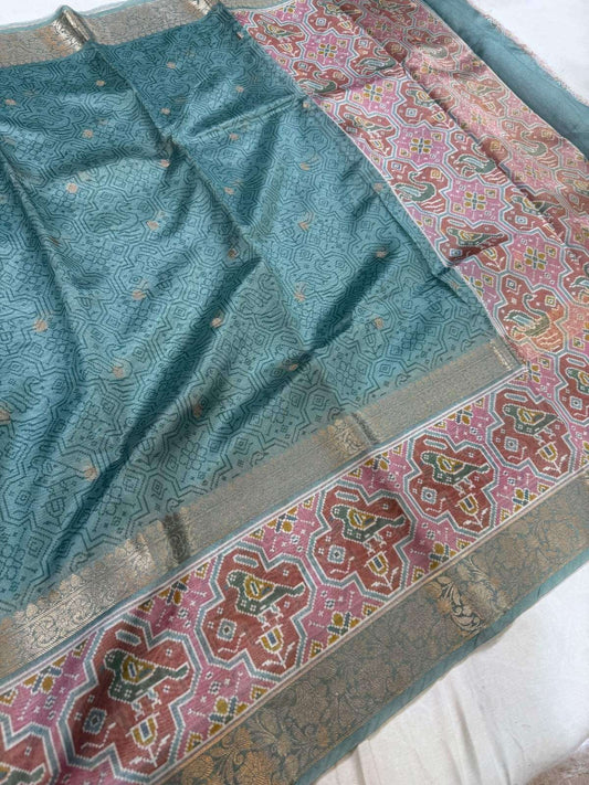 Chiniya silk saree with smooth texture and elegant traditional weave