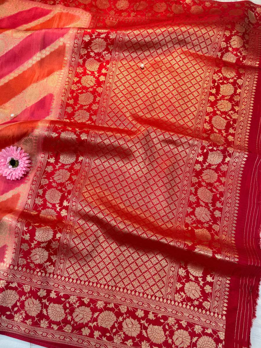  Pink Multicolor Viscose Silk Closeup view 01
