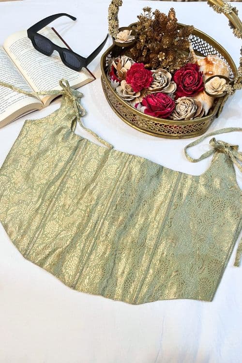 Sage green corset blouse for saree and lehenga wear