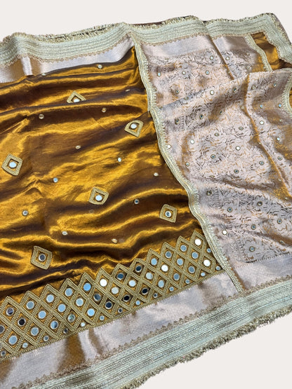 Mahendi Green Tissue Silk Saree Jhilmil - Mantavya Banaras