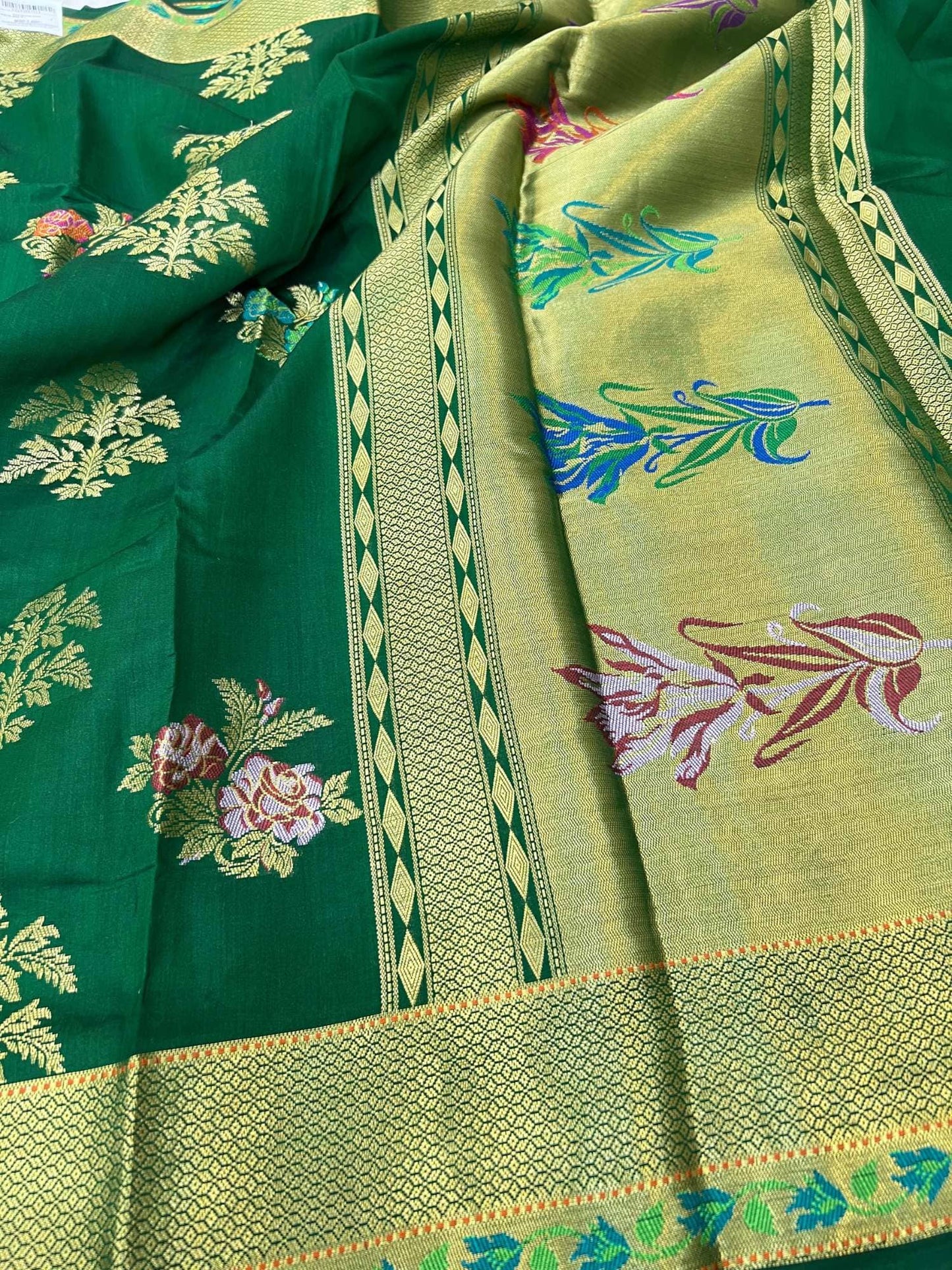 Green Chiniya Silk Saree