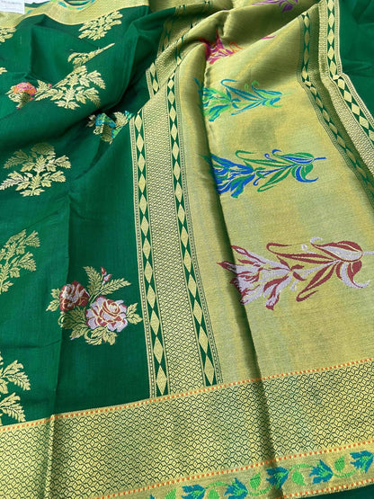 Green Chiniya Silk Saree