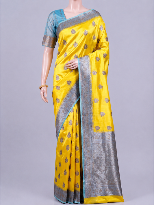 Yellow Kora Silk Saree Dummy View 01