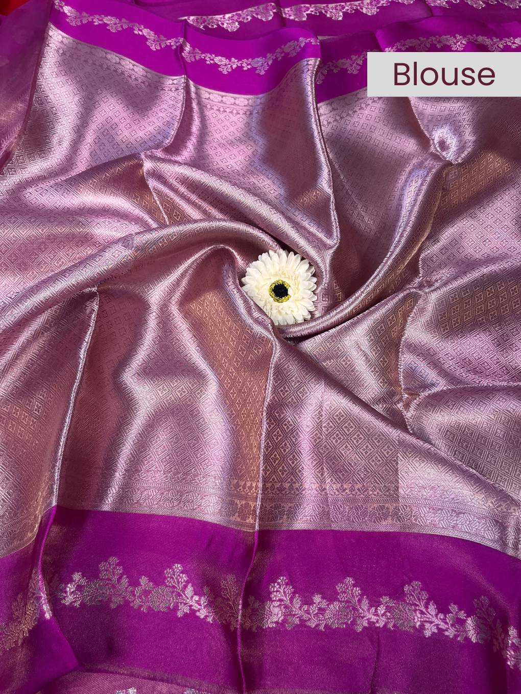 Magenta Brocade Tissue Silk