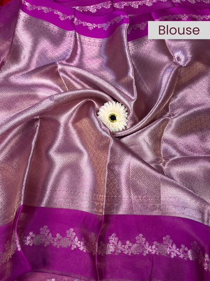 Magenta Brocade Tissue Silk