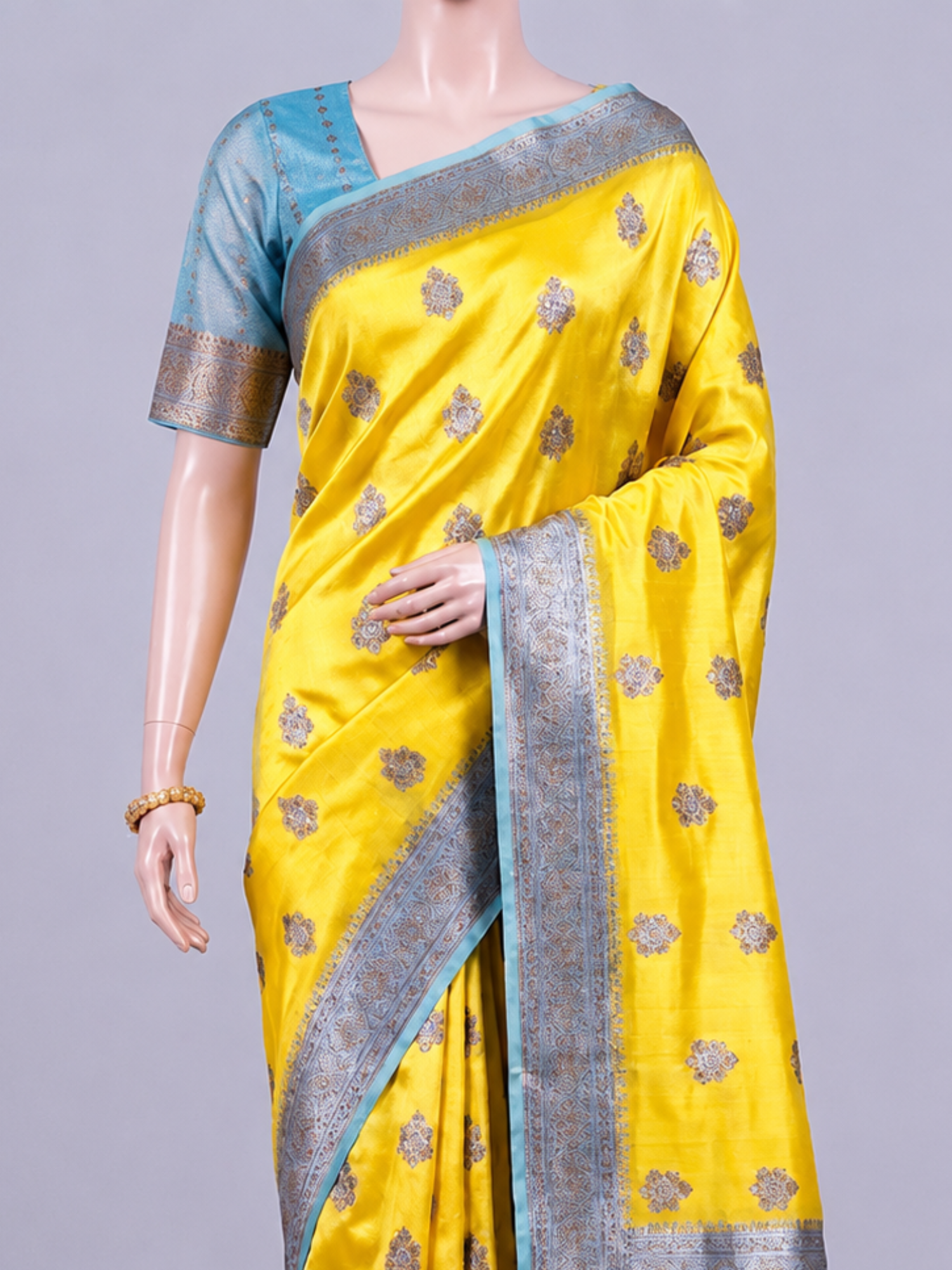 Yellow Kora Silk Saree Dummy View 02